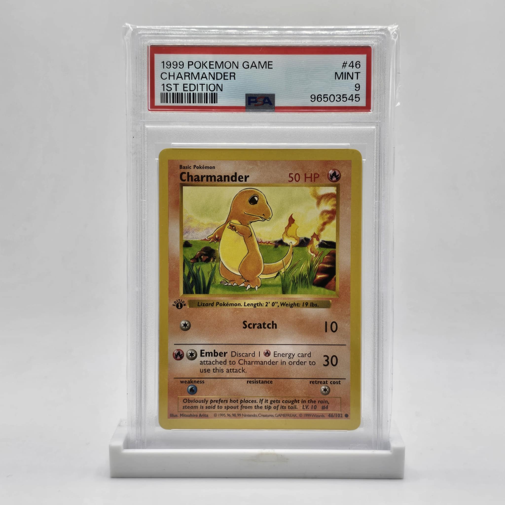 PSA 9 Charmander - Pokemon Base Set 1st Edition Shadowless