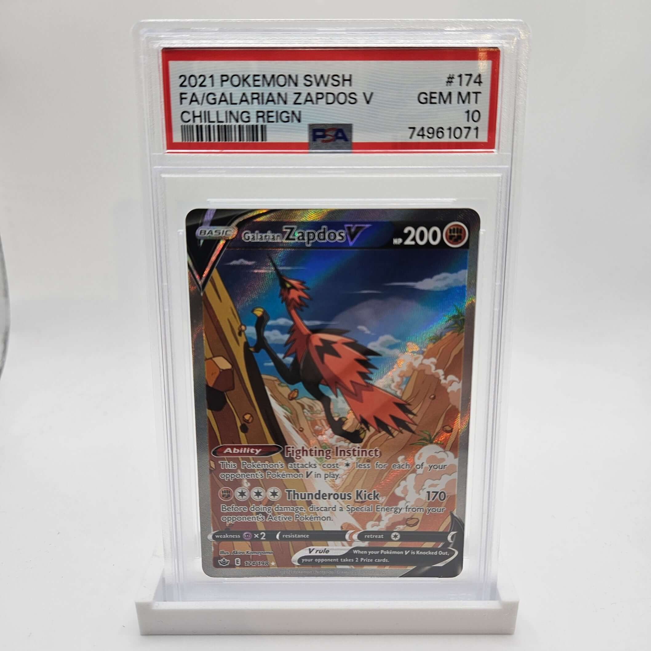 PSA 10 Galarian Zapdos V Alternate Art - Chilling Reign