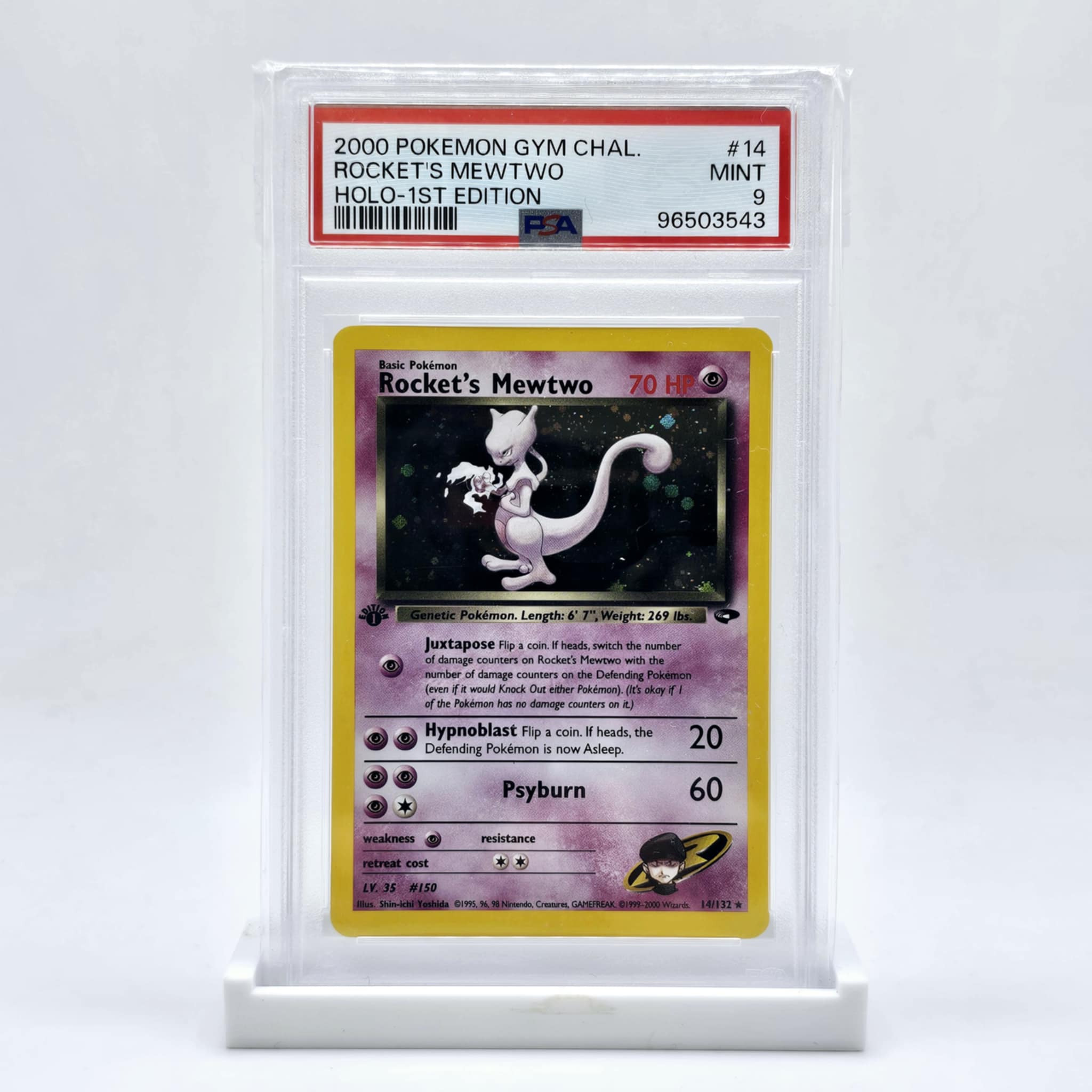 PSA 9 Rocket's Mewtwo Holo - Pokemon 2000 Gym Challenge 1st Edition