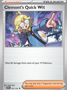 Clemont's Quick Wit 167 - SV08 Surging Sparks Reverse Holofoil