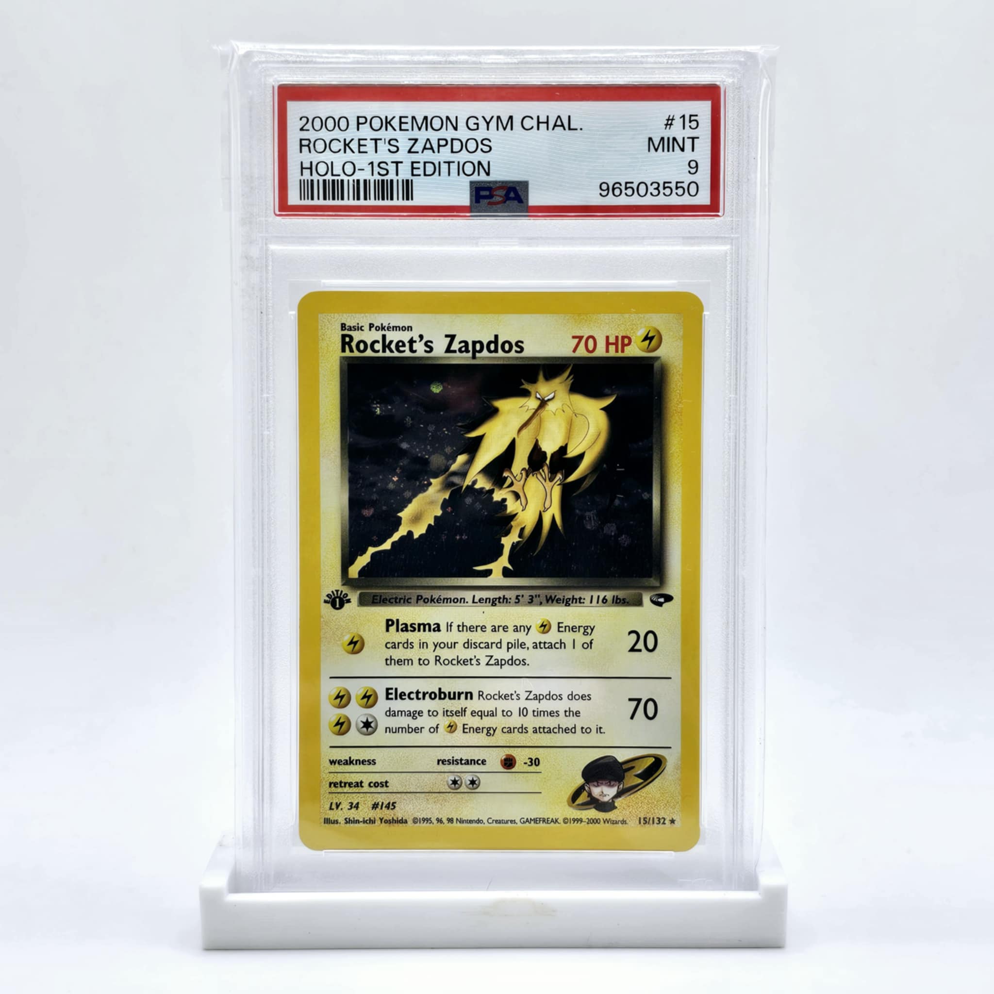 PSA 9 Rocket's Zapdos Holo - Pokemon 2000 Gym Challenge 1st Edition