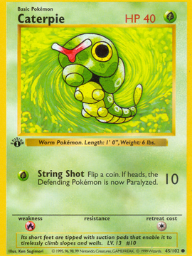 Caterpie (45/102) (Shadowless) [Base Set 1st Edition]