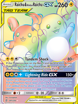 Raichu & Alolan Raichu GX (241/236) [Sun & Moon: Unified Minds]