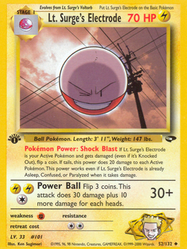 Lt. Surge's Electrode (52/132) [Gym Challenge 1st Edition]