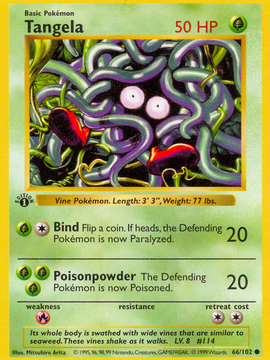 Tangela (66/102) (Shadowless) [Base Set 1st Edition]