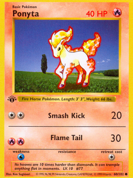 Ponyta (60/102) (Shadowless) [Base Set 1st Edition]