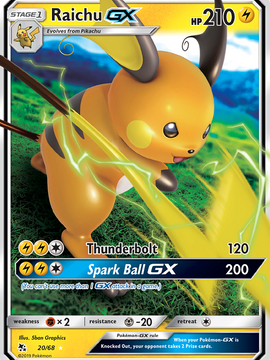 Raichu GX (20/68) [Sun & Moon: Hidden Fates]