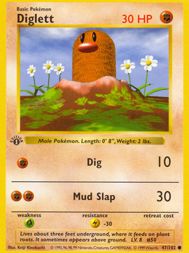 Diglett (47/102) (Shadowless) [Base Set 1st Edition]