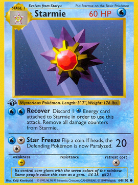 Starmie (64/102) (Shadowless) [Base Set 1st Edition]