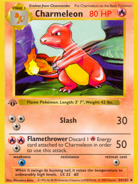 Charmeleon (24/102) (Shadowless) [Base Set 1st Edition]