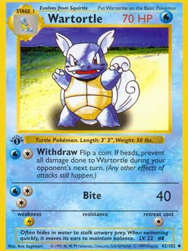 Wartortle (42/102) (Shadowless) [Base Set 1st Edition]