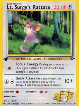 Lt. Surge's Rattata (85/132) [Gym Challenge 1st Edition]