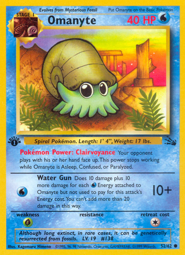 SHELLDER 30 HP- 54/62 - Uncommon GOOD FOSSIL Pokemon Pokémon